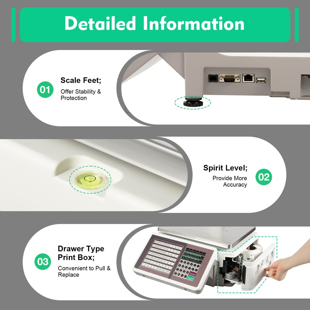 Commercial Digital Electronic Weight Scale Price Computing Thermal Label Printer