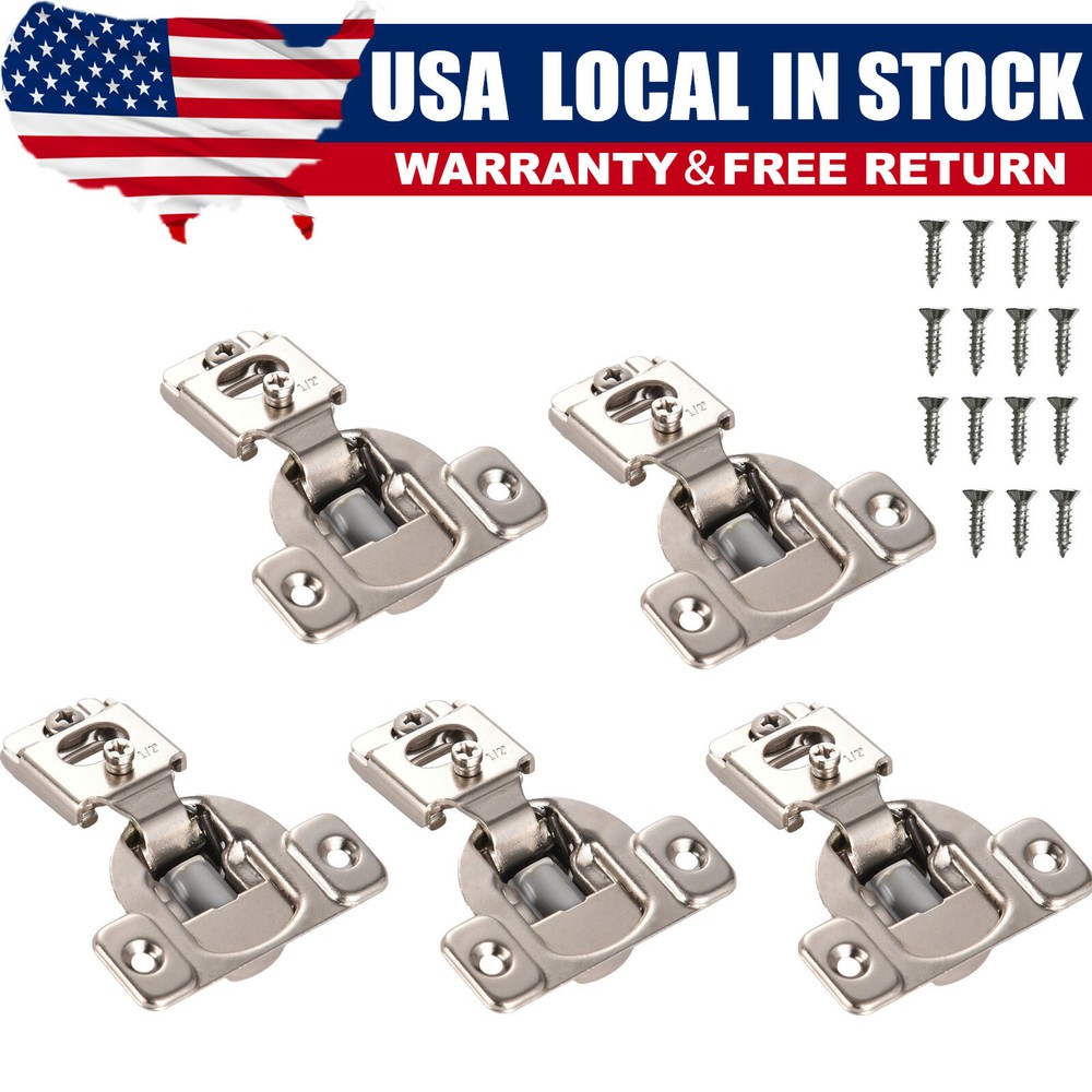 5 Pack 1/2" Overlay Soft Close Face Frame 105° Compact Cabinet Hinge Handware US