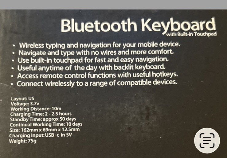 30ft Range Mini Wireless Bluetooth Keyboard w/ Touchpad for PS4 PC VR