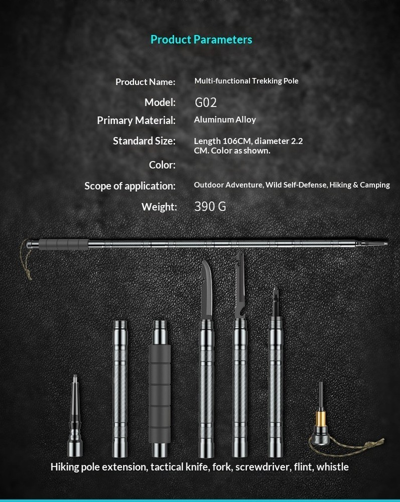 Multi-Functional Hiking Stick Tactical Hiking Pole - Tool Equipment Hiking Pole