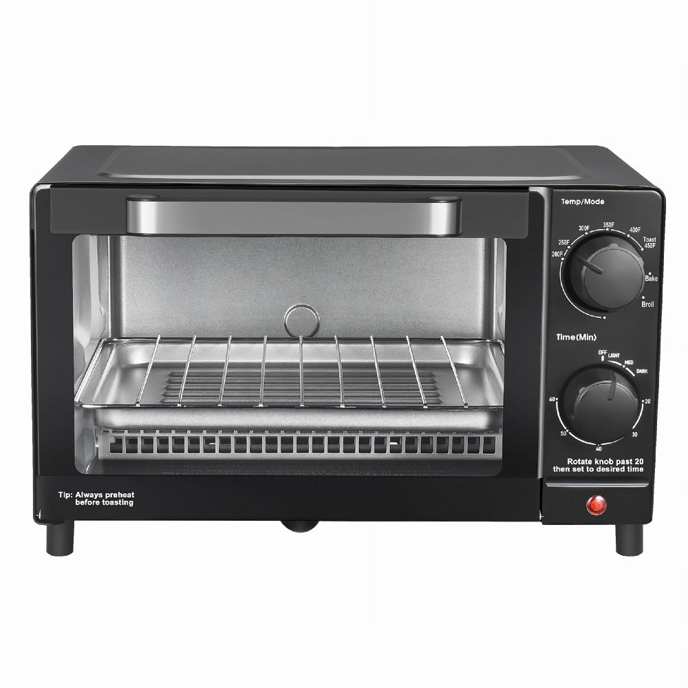 4Slice Countertop Toaster Oven with 3Settings,Includes Baking Rack and Pan,Black