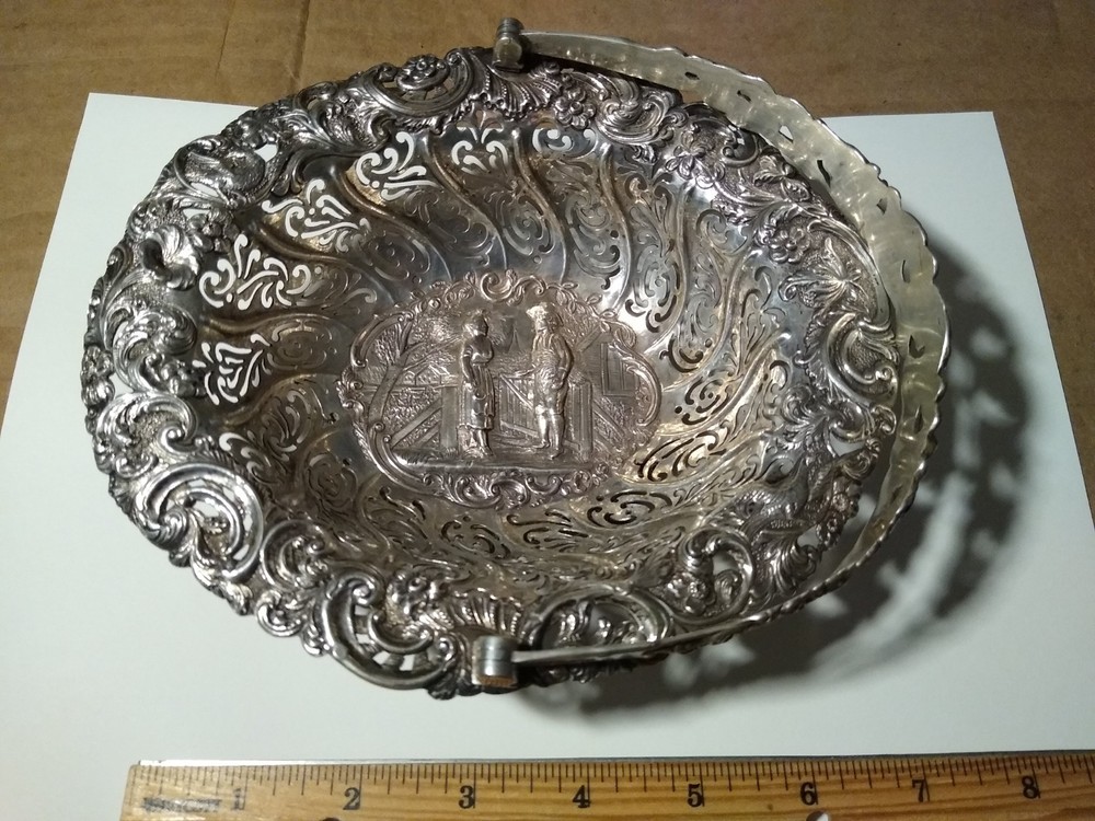 Decorative, Antique, Silver Bowl with handle.