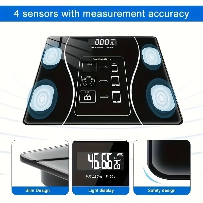 Digital Bathroom Scale 396lb Electronic Weight Scale LCD Display