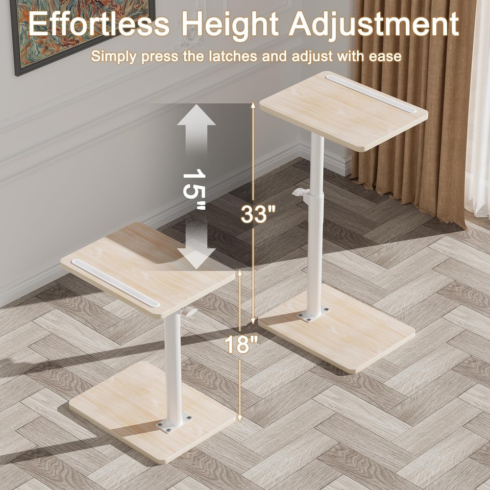 Sofa Armrest Tray Table for Couch - 360 Swivel Height Adjustable End Table fo...