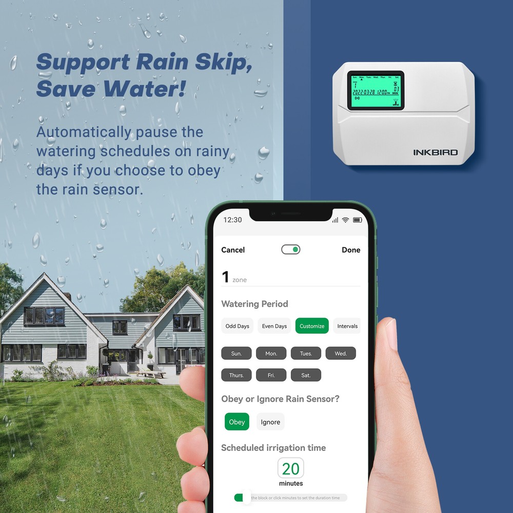 Lawn Water Sprinkler System WiFi Irrigation Controller Watering Timer Garden App