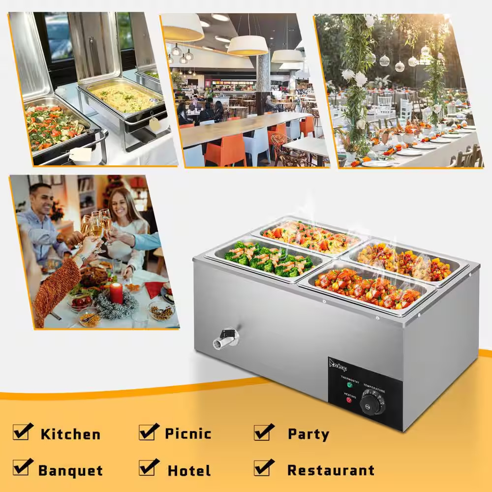 20 Qt. Stainless Steel Buffet Server with 4 Crocks
