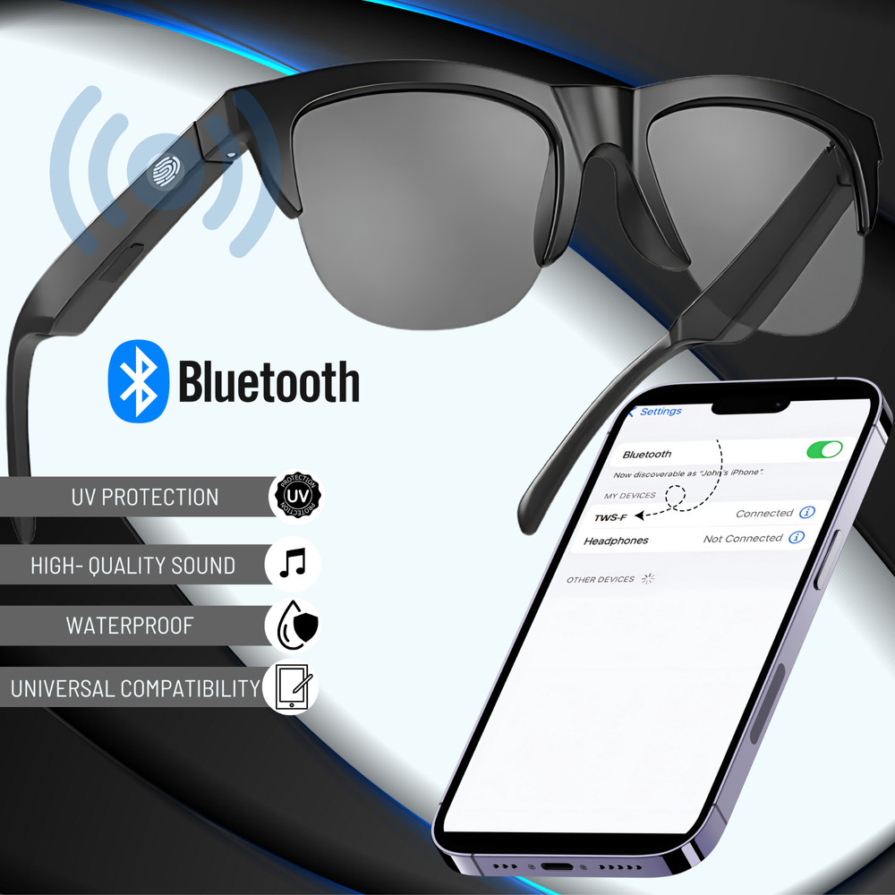 Bluetooth Sunglasses Wireless Audio Smart Glasses UV Protection 2 Pack