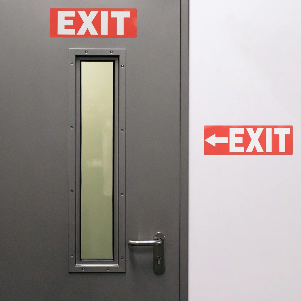 6Pcs Exit Signs Stickers Self-Adhesive Paper,White