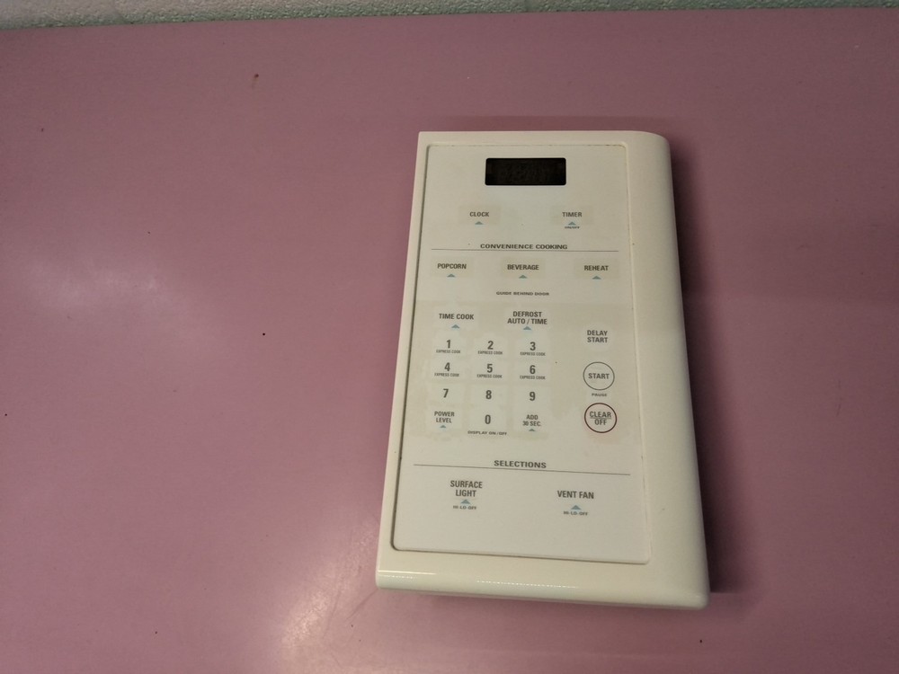 WB07X10736 GE Microwave White Control Touch Panel w/Control Board Used