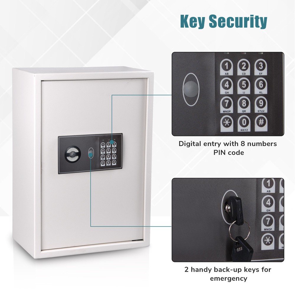 245 Hook Key Cabinet with Digital Lock Wall Mounted Safe Security Storage Box