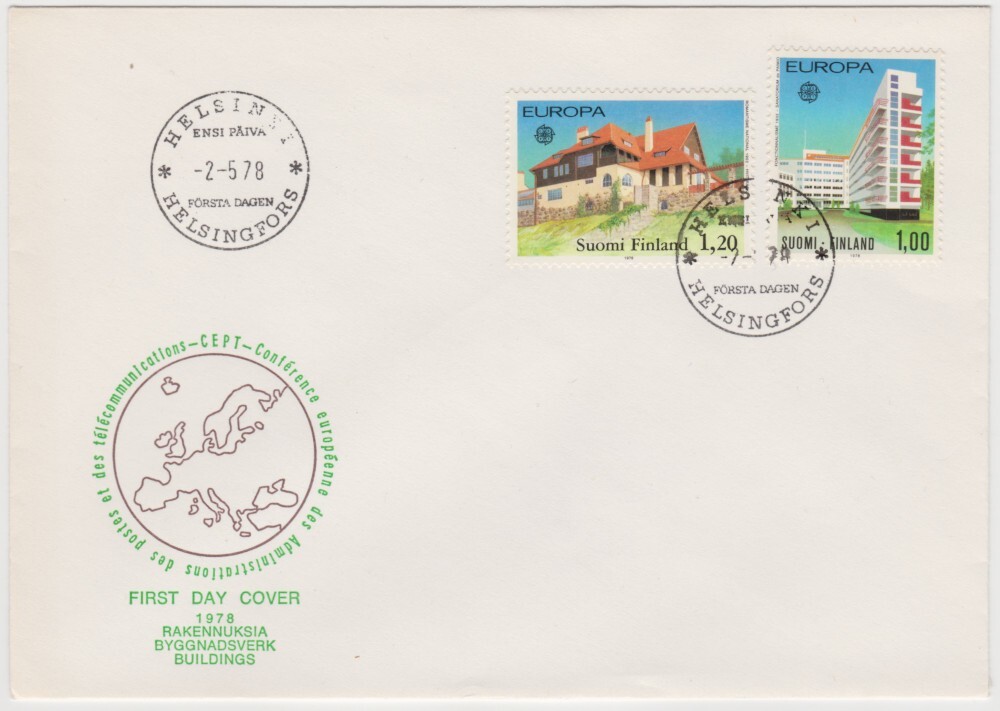 Finland FDC 1978, Europa C.E.P.T., Architecture, Mint