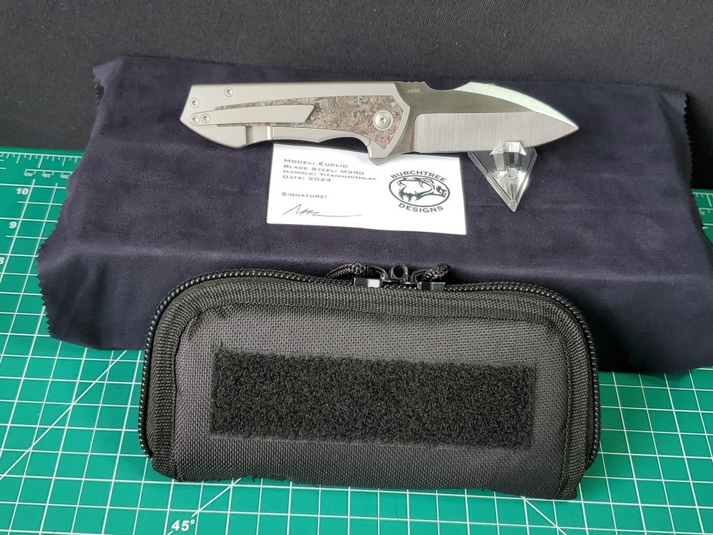 Burchtree Bladeworks Euclid W Titanium/Fat Carbon Handle & M390 Pocket Knife