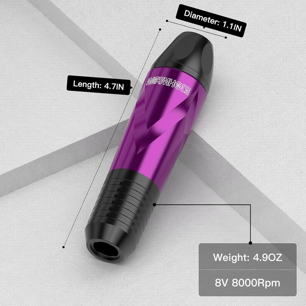 Wormhole Tattoo Gun Kit Wireless Practice One Size, purple