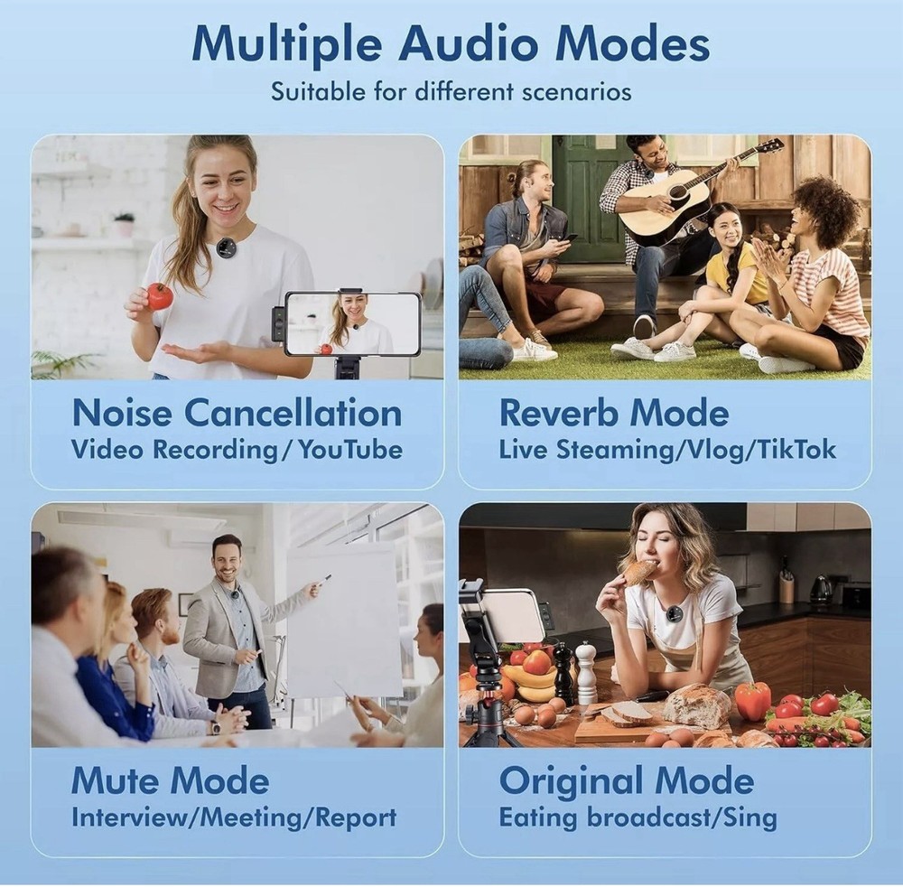 Professional Wireless Lavalier Microphone / Charging Case, 2 Pack Noise Cancel