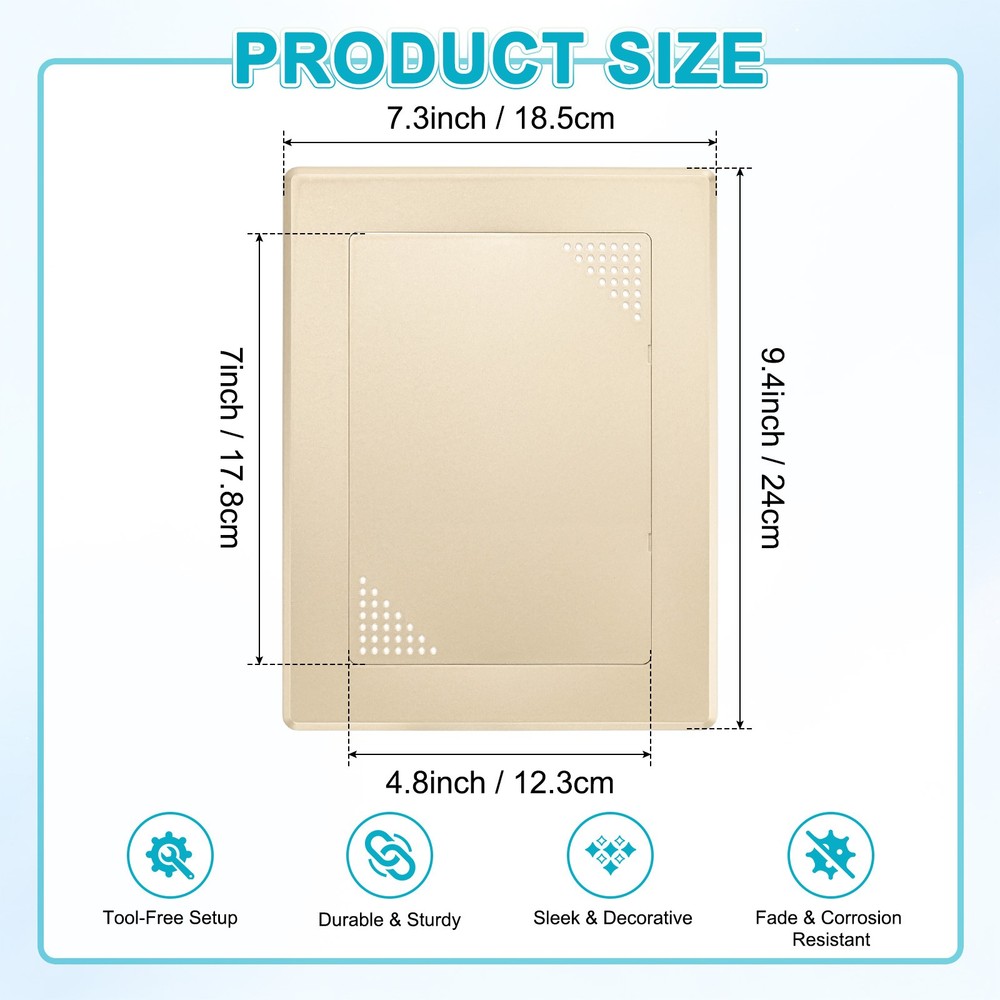 1-Pack Access Panel for Drywall, 7x5" Plastic [Gold Tone, Ventilated Rectangle]