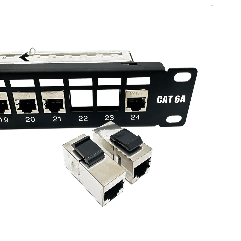 ETS 24-Port CAT6A FTP Shielded 1U Patch Panel 19-Inch Loaded w/Tool-Less Keys...