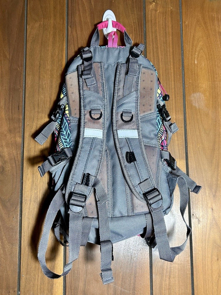 Coleman Hydration Backpack Multi Pocket Adjustable Straps Aqua And Gray