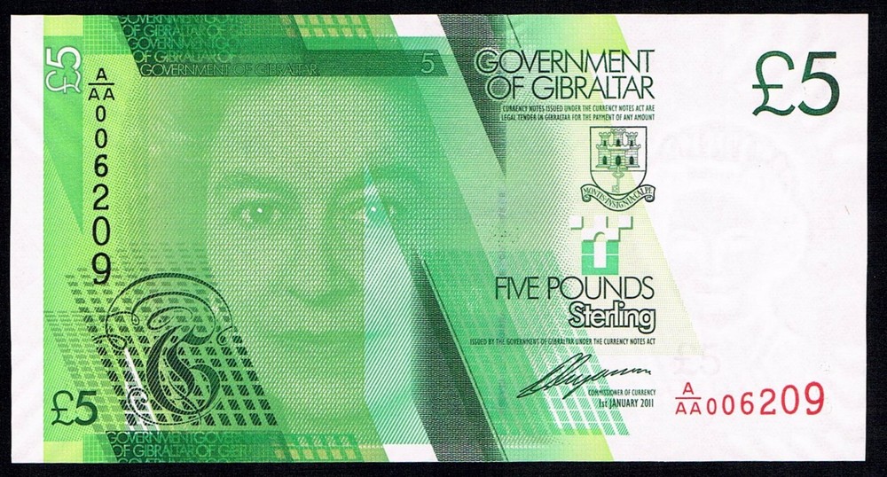 GIBRALTAR - 5 POUNDS 1.1.2011 UNC P 35