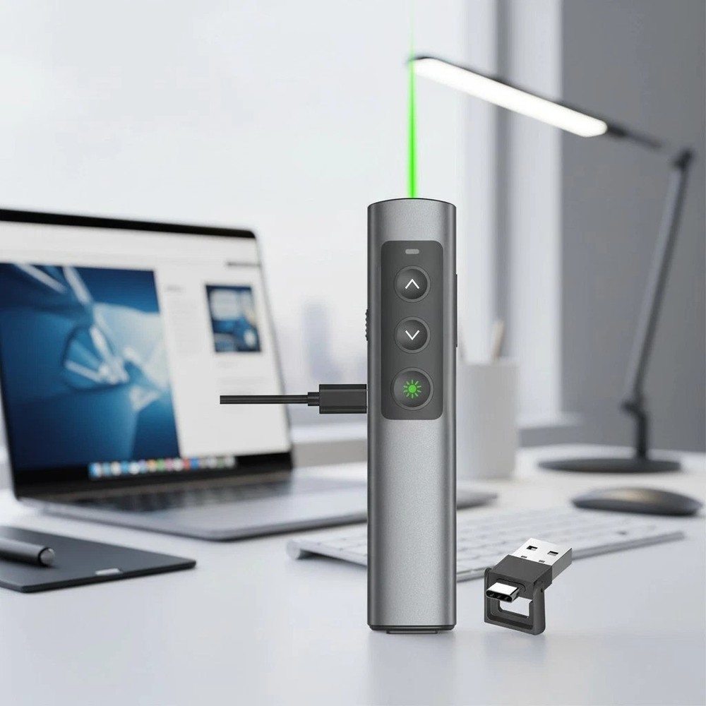 USB-C Dual Connectivity Presenter Remote for Slideshow Control and Navigation