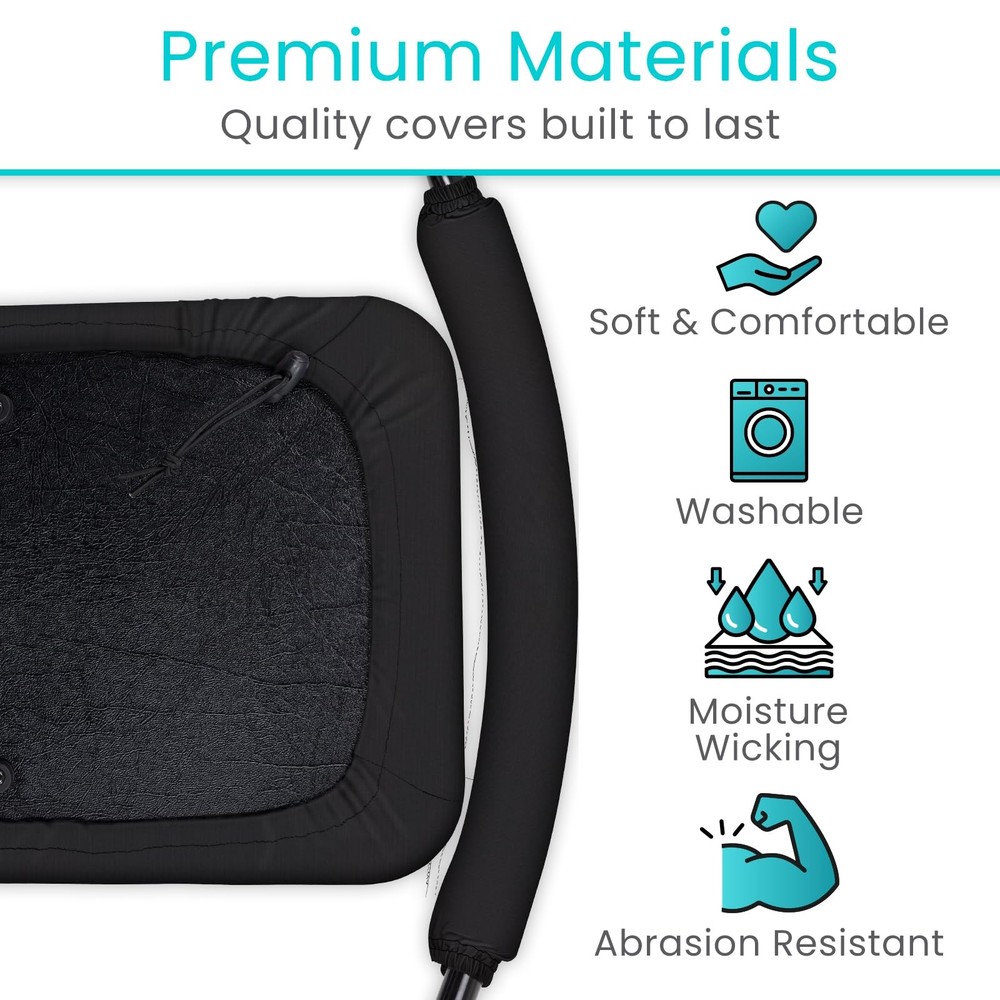 Vive Rollator Walker Seat and Backrest Covers - Removable Washable Black