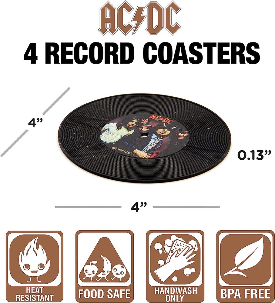 Aquarius AC DC vinyl coasters, Medium, multicolor