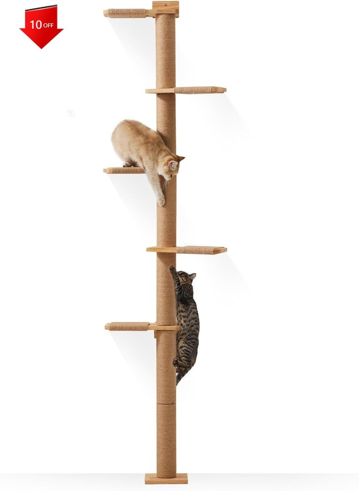NEW,5 Tier Floor to Ceiling Cats Tower, Suitable for Climb, Scratch！
