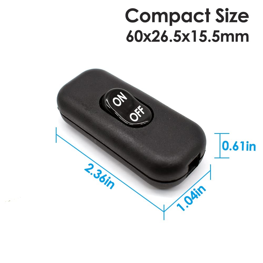 2 Pcs Inline Cord Switch On/Off Lamp Control Table Lamp Appliance Switch Rocker