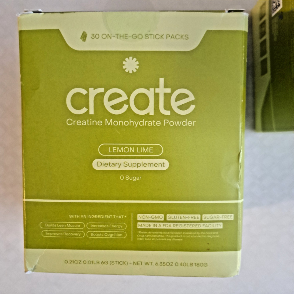 Create Creatine Monohydrate 5g Lemon Lime Single Serve 60-Packets EXP2027