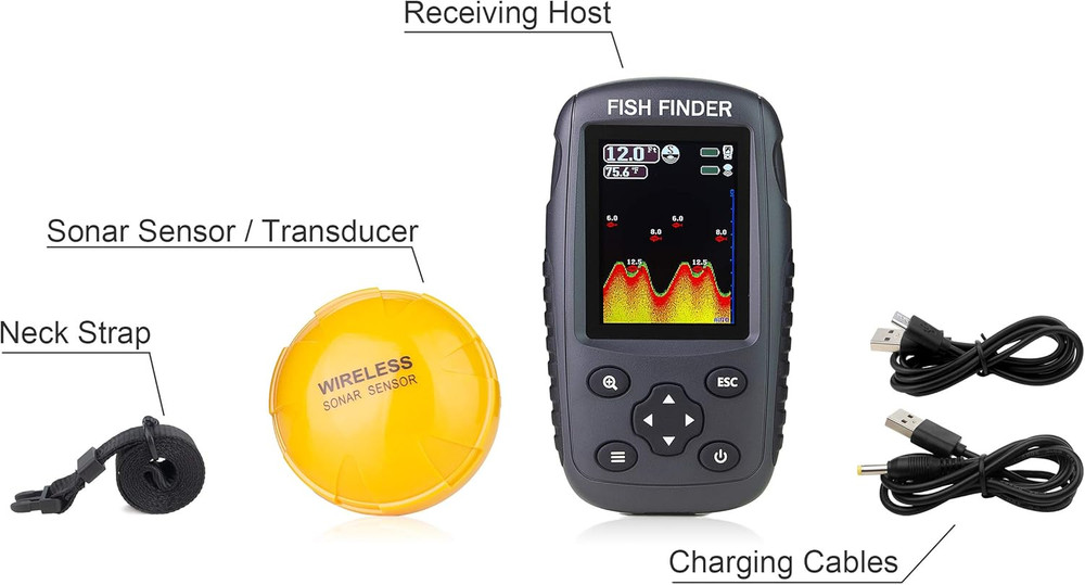 Castable Wireless Fish Finder with Color Screen & Rechargeable Sensor