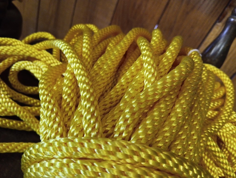 3/8” x 169 ft. Solid Braid Polyester Rope. Made in USA. Yellow