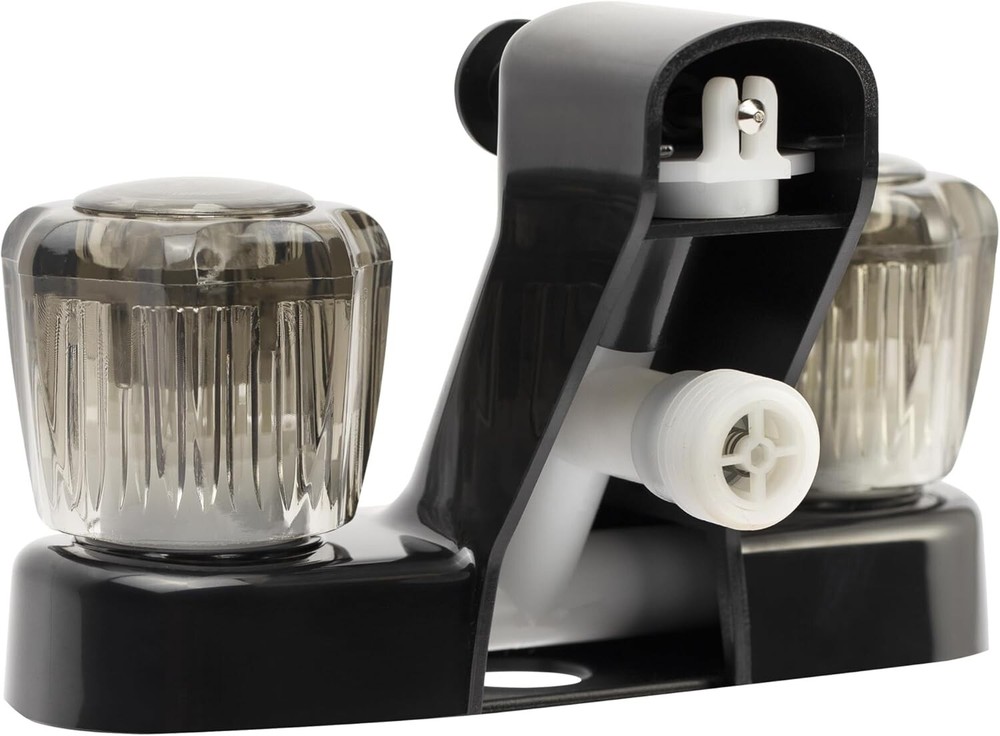 Smooth-Operating Black Diverter Faucet for RVs - Easy Install with Acrylic Knobs