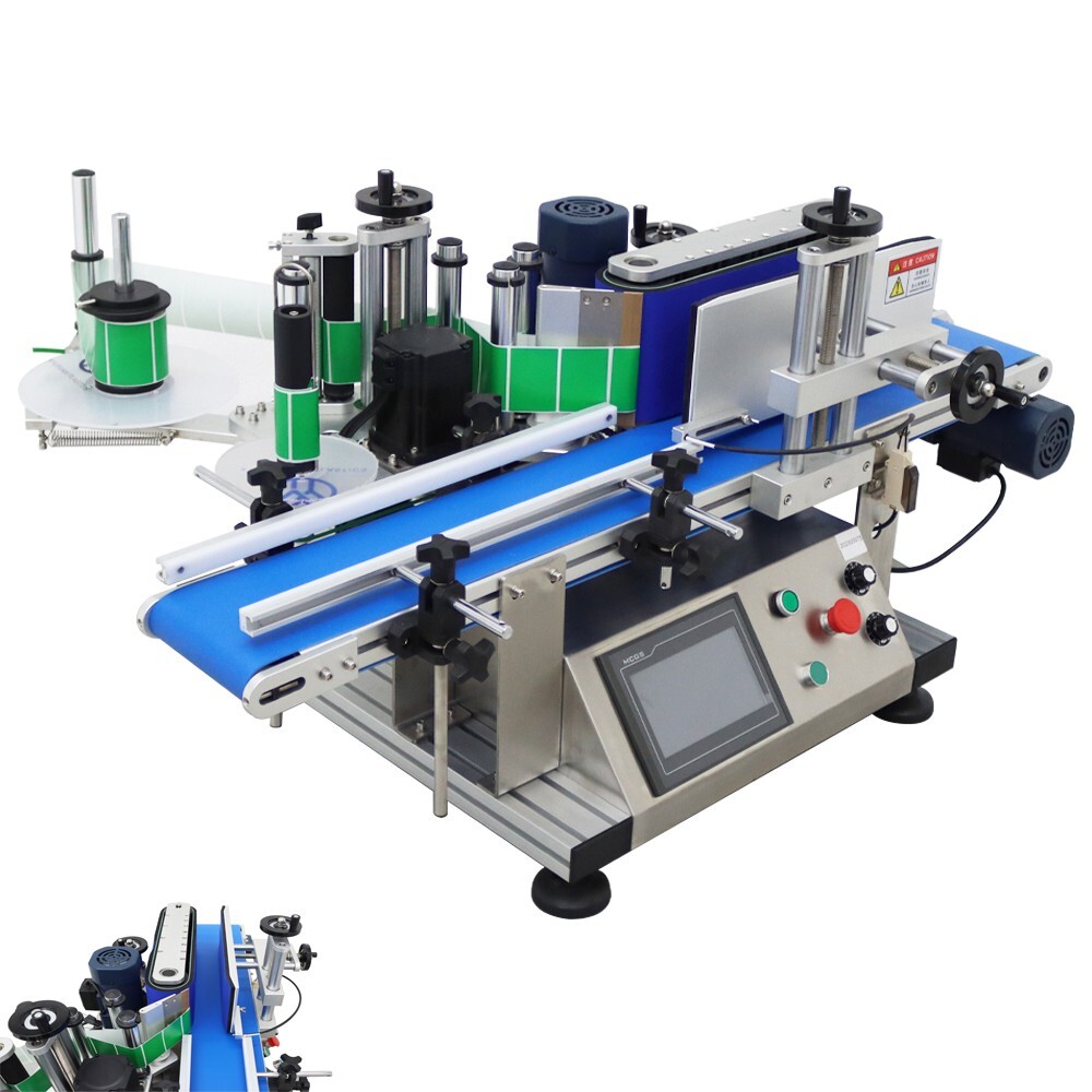 110V Automatic Conveyor Round  Bottle Labeling Machine Label Applicator 4-10cm