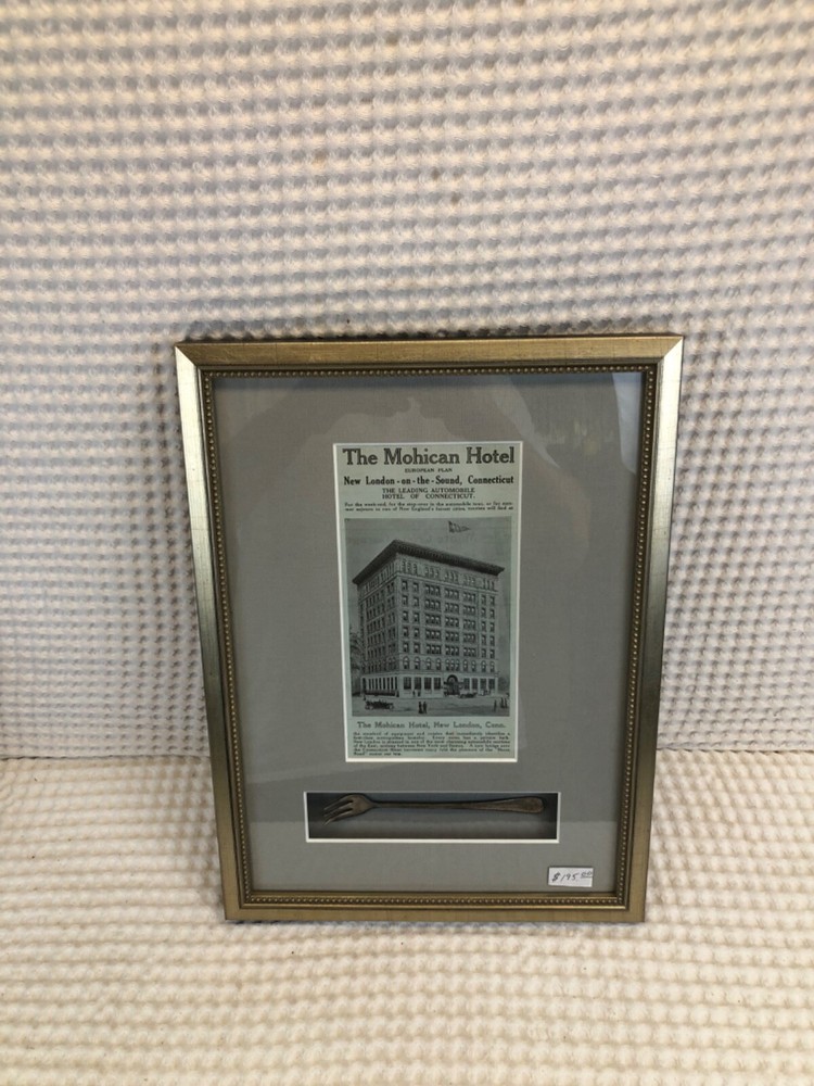 1900's" The Mohican Hotel " New London CT. Post Card/Pickle Fork Matted & Framed