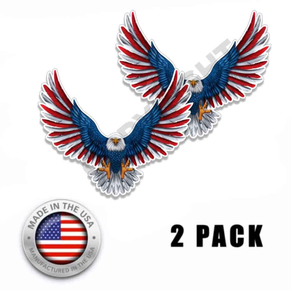 American Eagle Sticker Bald Eagle Decal Pro USA Vinyl Red white blue 2pack 4inch