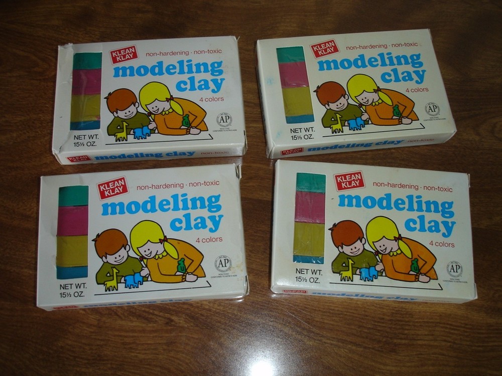 (4) KLEAN KLAY (assorted colors) modeling clay NOS vintage