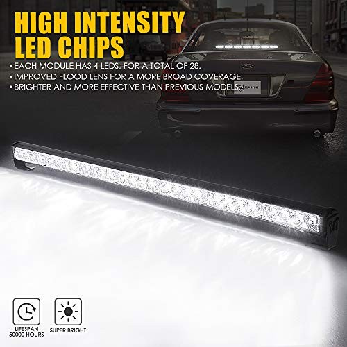 31.5 Inch White LED Traffic Advisor Strobe Light Bar, 21 Flashing Patterns