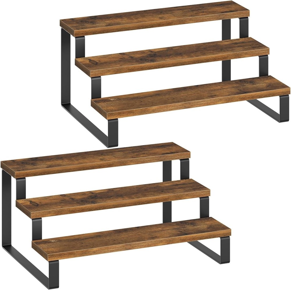 Spice Rack, 3 Tier Wooden Display Riser Stand, Kitchen Storage Organizer for ...