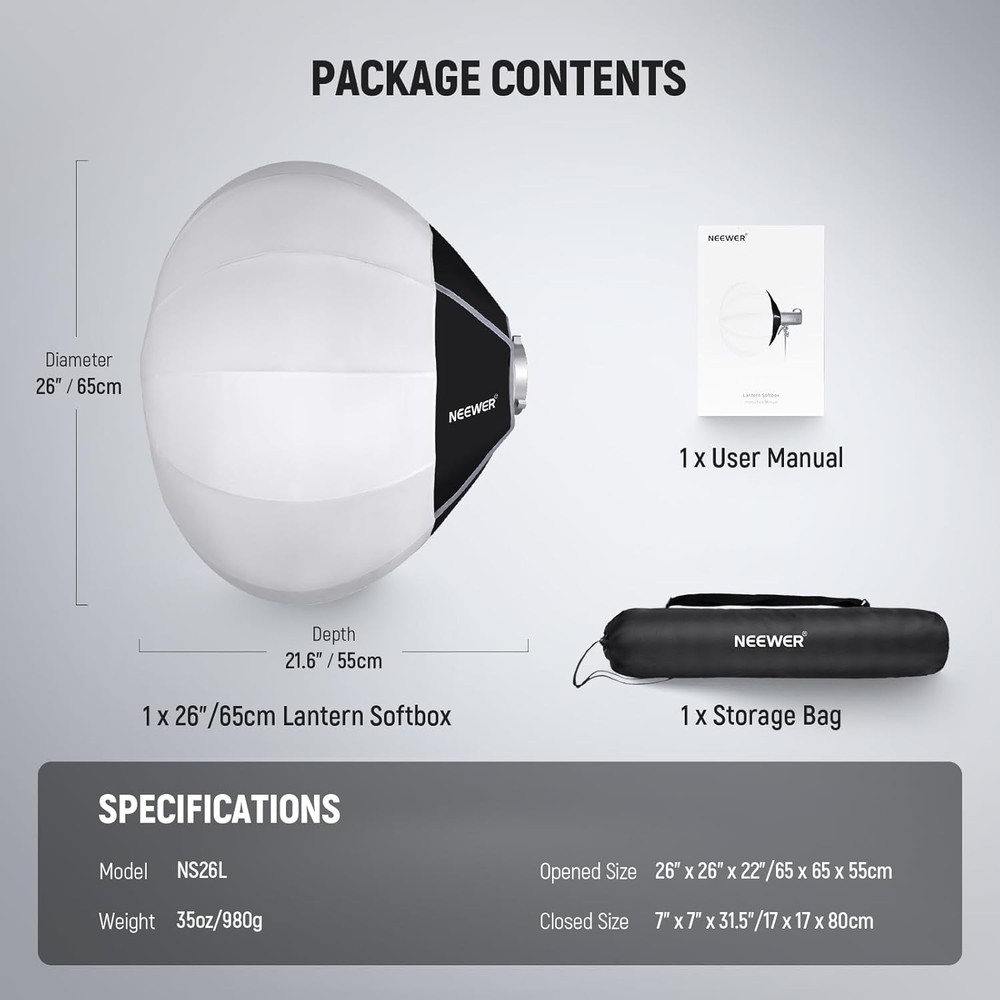 Basics Lantern Softbox 26 Quick Release 360° Light Diffuser
