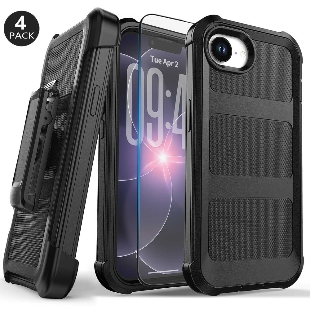 For iPhone 17e Case with Belt Clip & Screen Protector Heavy Duty Rugged Cover