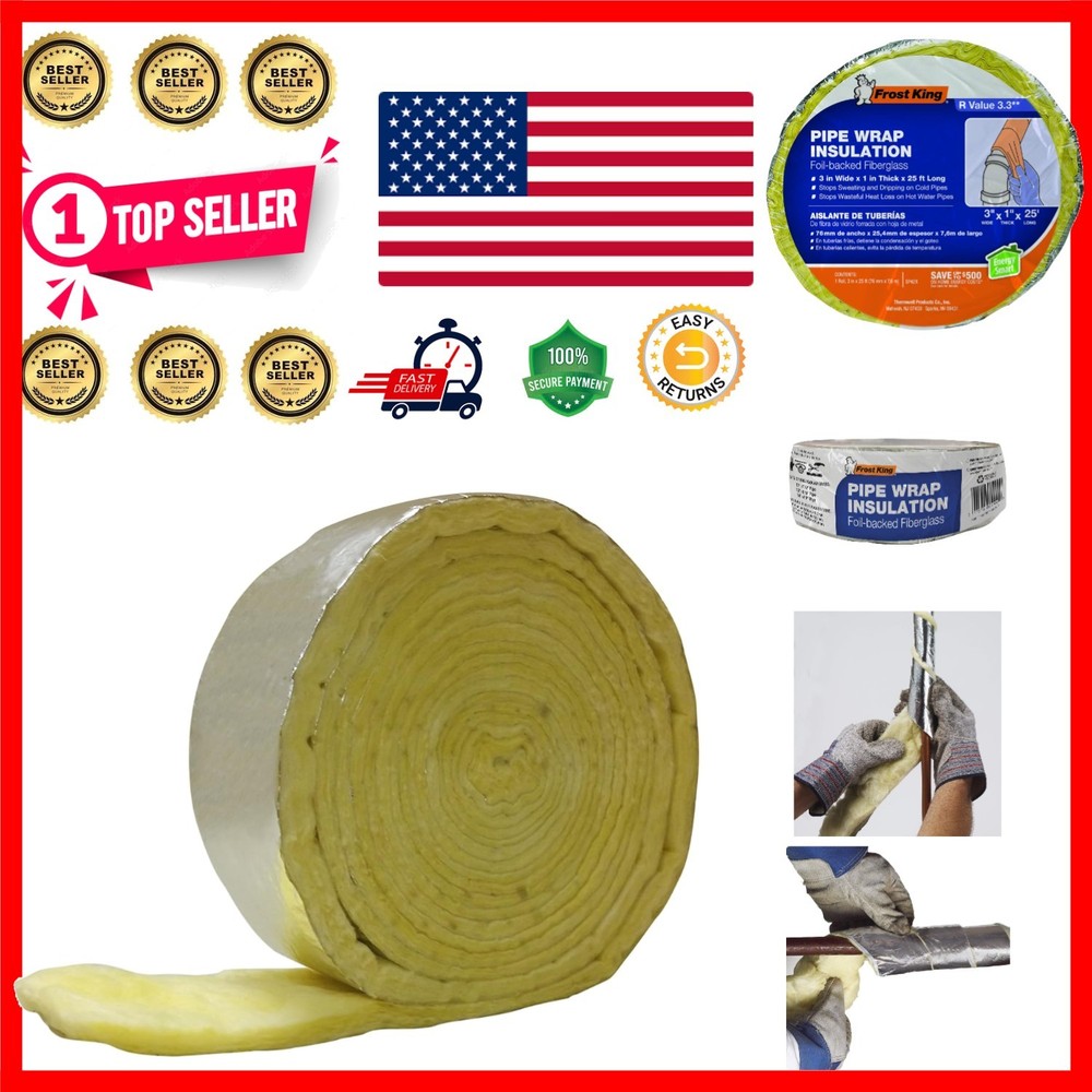 Foil Backed Fiberglass Pipe Wrap 3"x1"x25" -  Insulation Solution