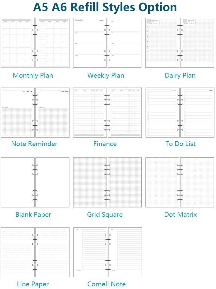 Compact A6 Weekly Planner Refill - 45 Double-Sided Sheets for Easy Planning