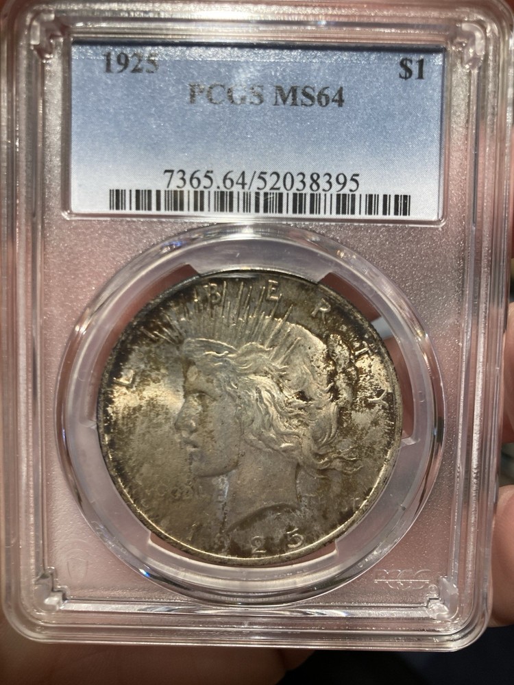 1925 PCGS MS64 Peace Silver Dollar - Toned - Crusty & Original!