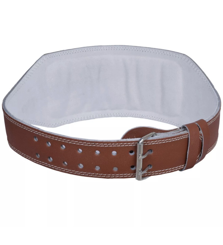 Weight Lifting Leather 6" Belt Back Support Strap Gym Power Training