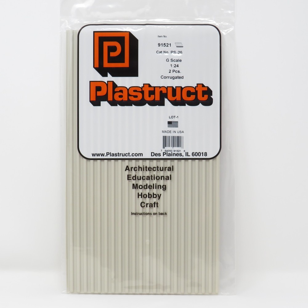 Plastruct 91521 Corrugated Siding Material Patterned Sheets G Scale 1:24
