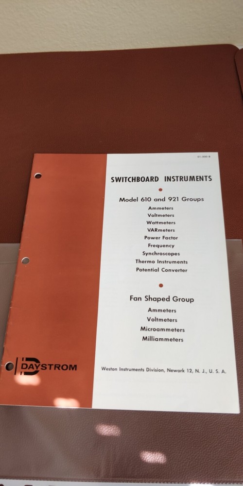 1960 ~ DAYSTROM ~ Catalog ~ Switchboard Instruments Weston