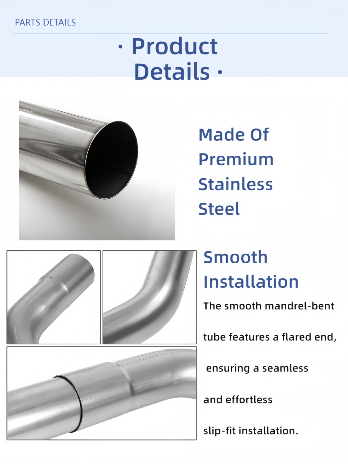 2.5" OD Stainless Mandrel Bend Exhaust Tubing Kit 16PCS T304 Steel Straight Pipe