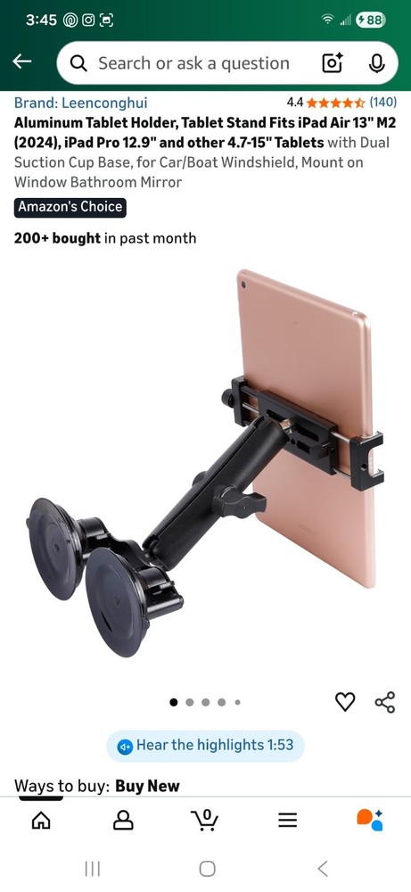Tablet Holder With Suction Cups