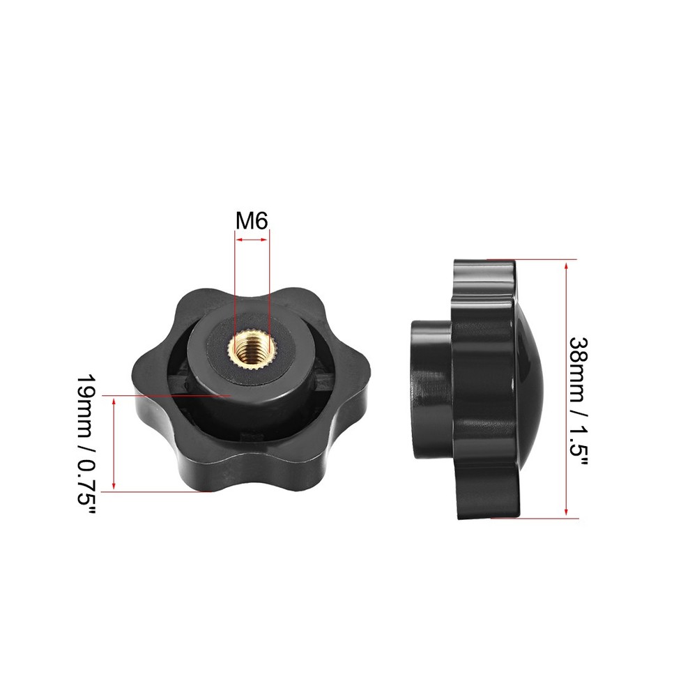 Screw locking handle handles threaded knobs M6 2 star pcs