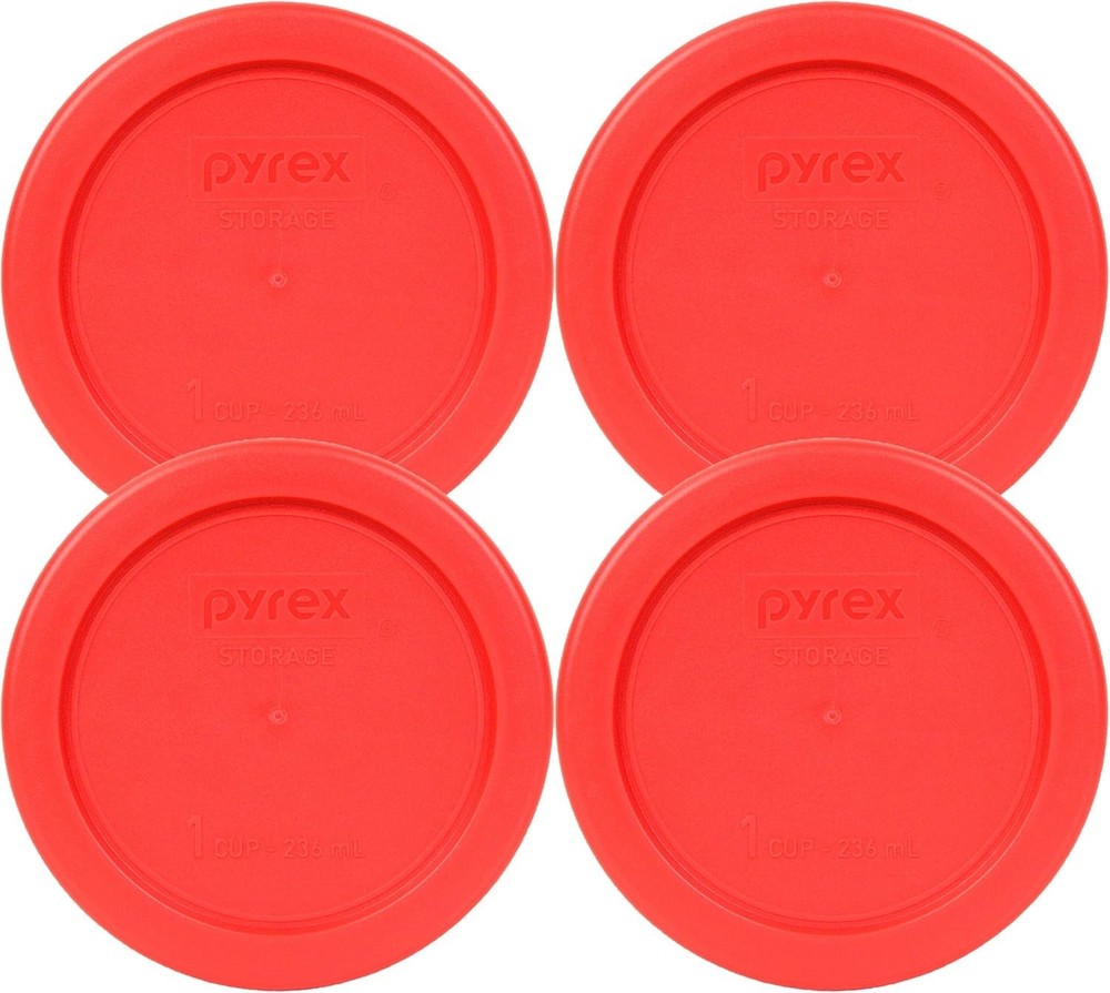 Pyrex Replacement Lid for 1 Cup 236 ml Red Storage Cover 4" 7202-PC 4 Pack NEW!