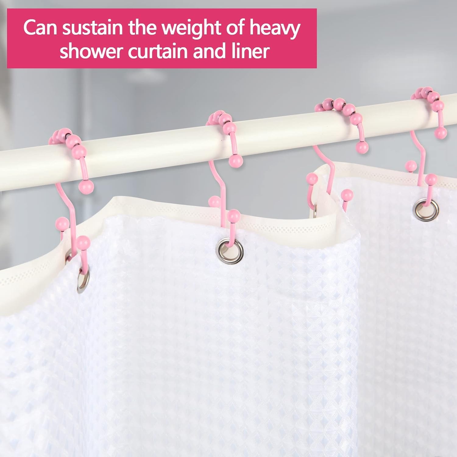 304 Stainless Steel Double Glide Shower Curtain Hooks Rustproof Rings Rainbow 12